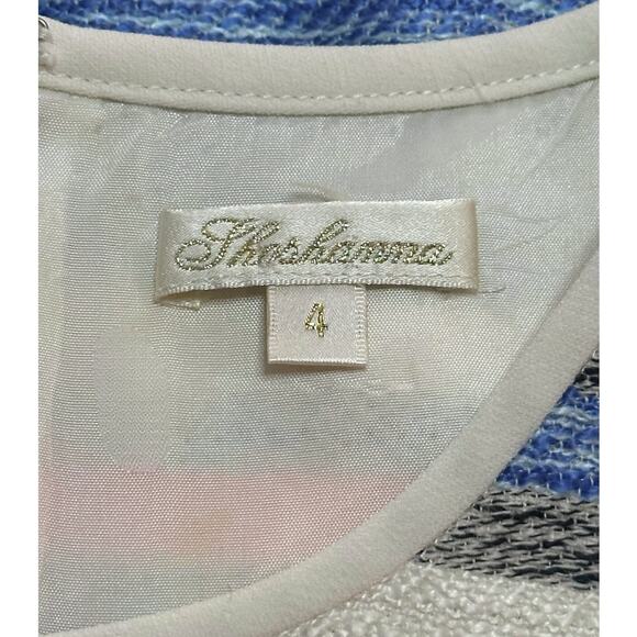 SHOSHANNA Linen Tweed Blend Striped Mini Dress Neon Orange Blue Coastal Chic 4 - Picture 9 of 11